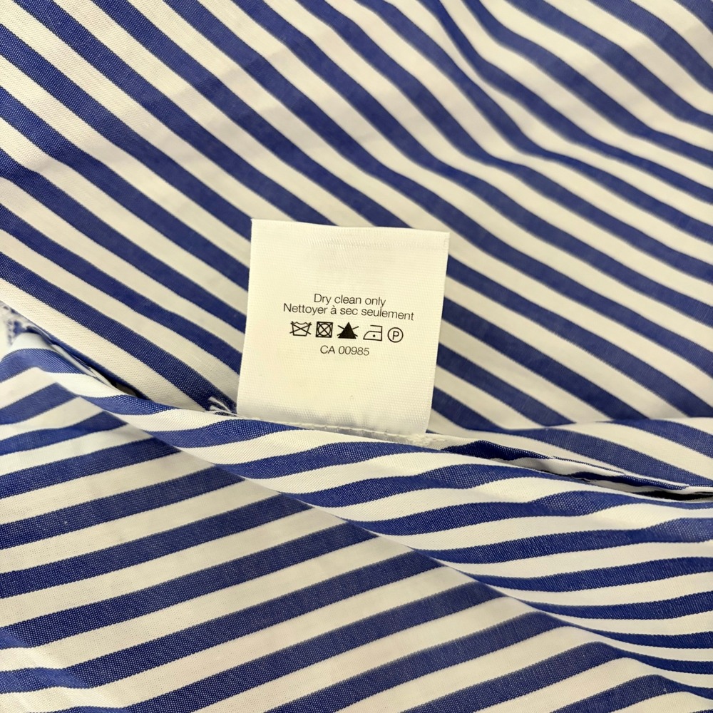 VERONICA BEARD Bell Bottom Ruched Seersucker Shirt Dress Shirtdress Preppy 0 - Picture 15 of 16